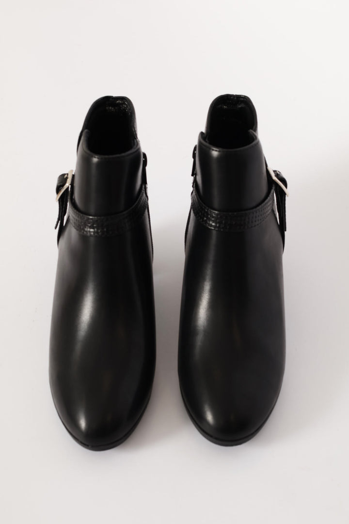 Belt Detail Western Ankle Boot - Black