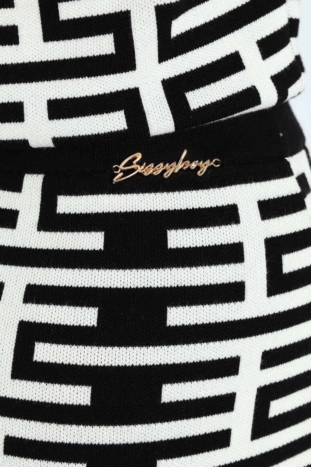 Patterned Knit Skirt - White/Black