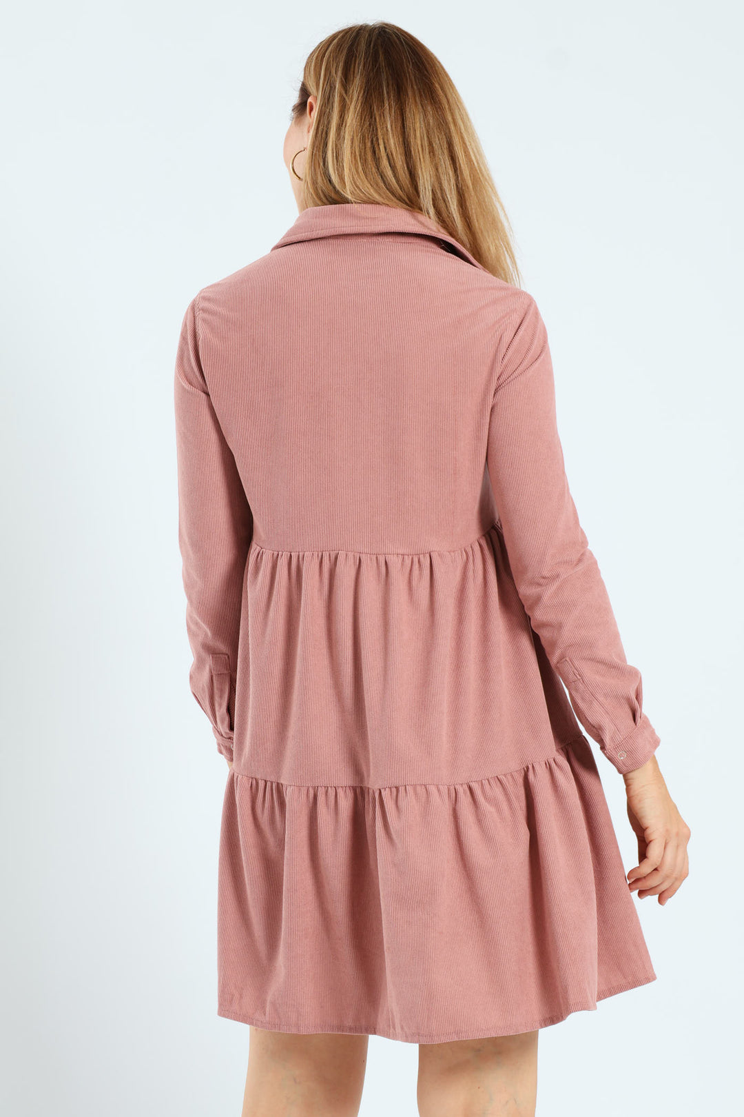 Double Pocket Tiered Corduroy Mini Dress
