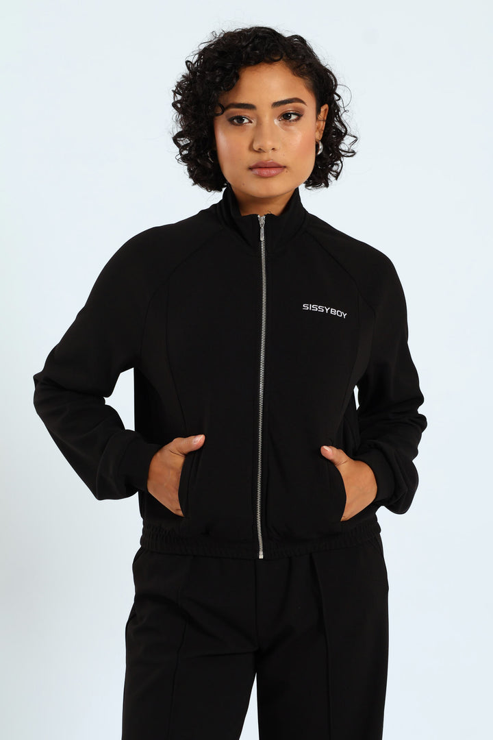 Sporty Cropped Jacket - Black
