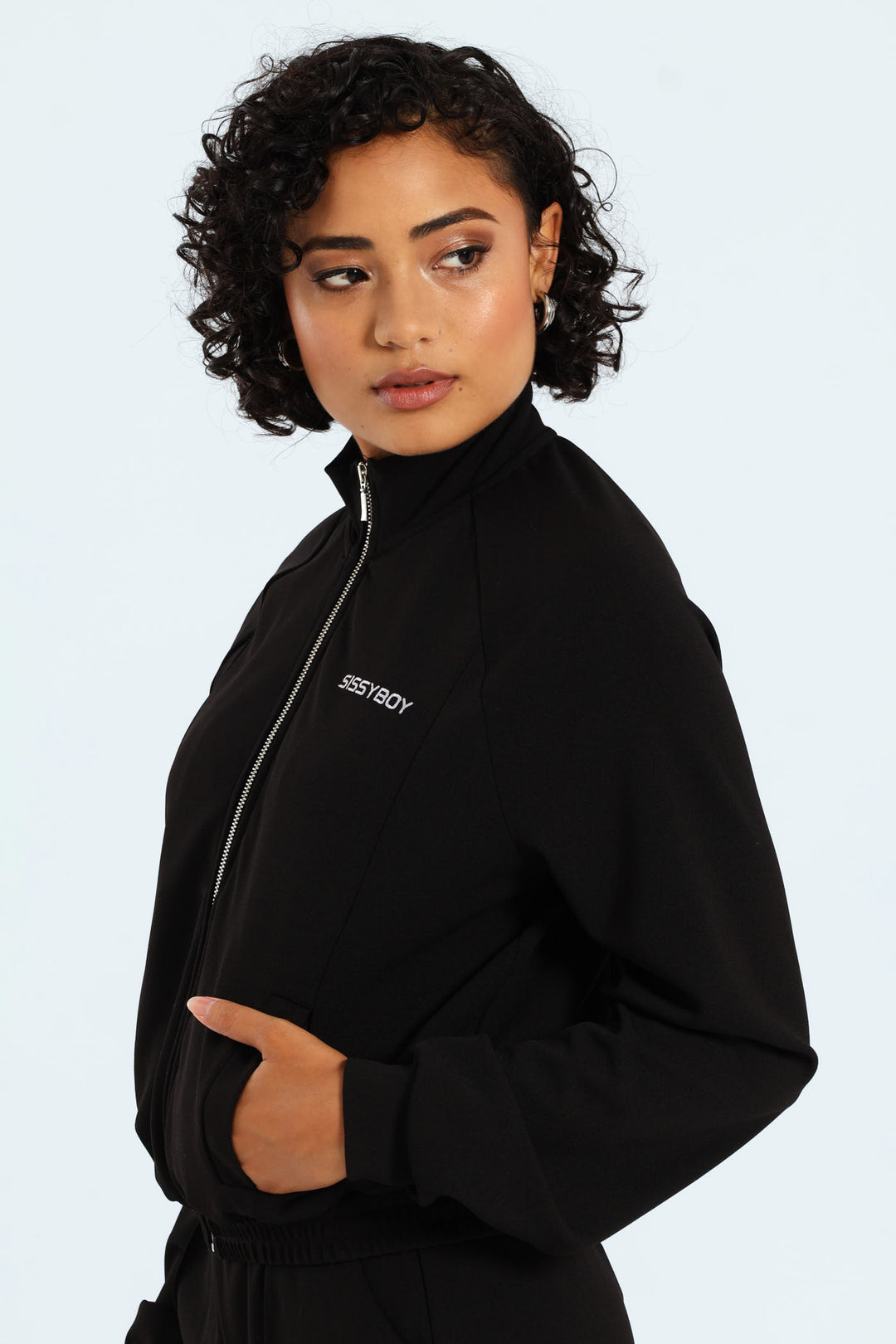 Sporty Cropped Jacket - Black