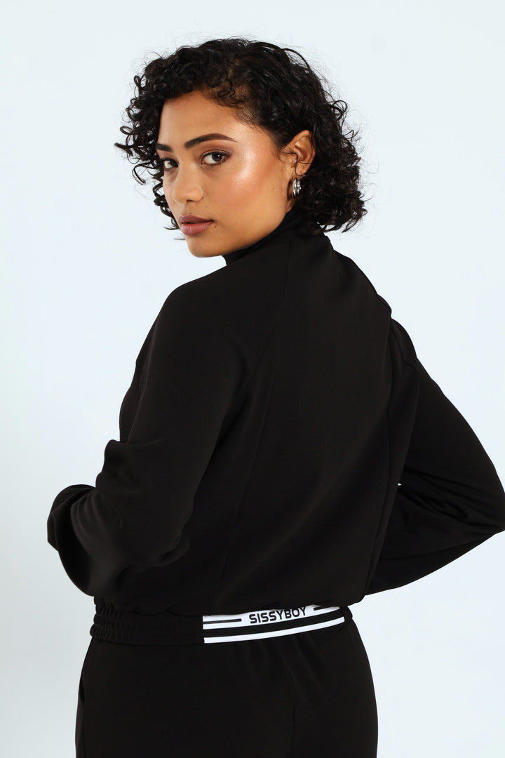 Sporty Cropped Jacket - Black