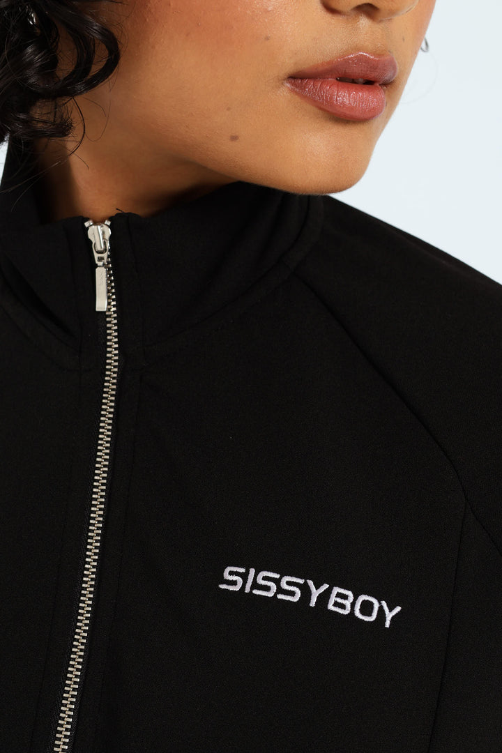 Sporty Cropped Jacket - Black