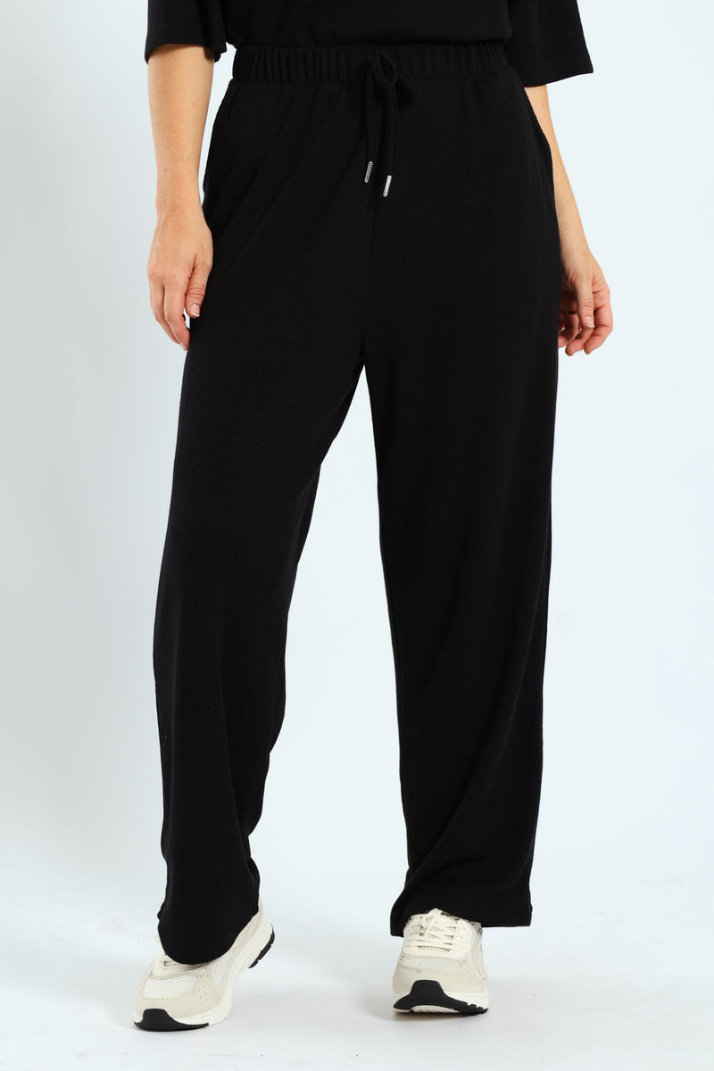 Waffle Jogger With Ties - Black