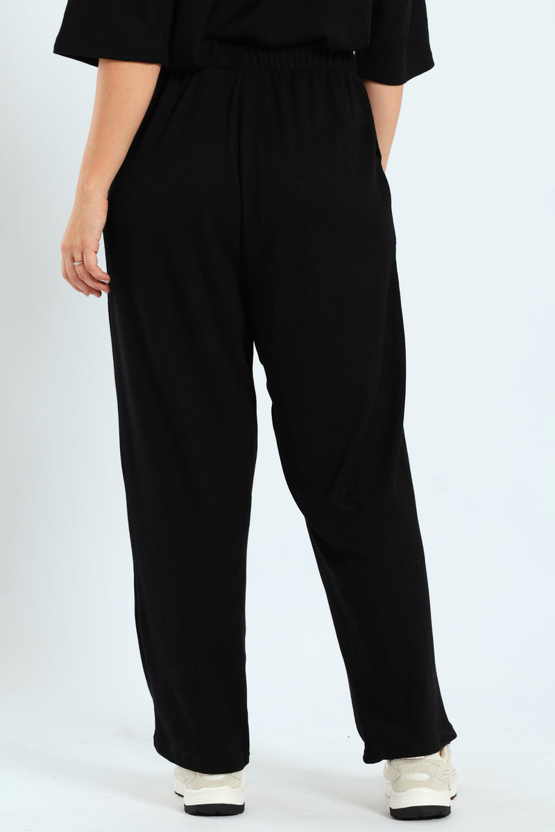 Waffle Jogger With Ties - Black