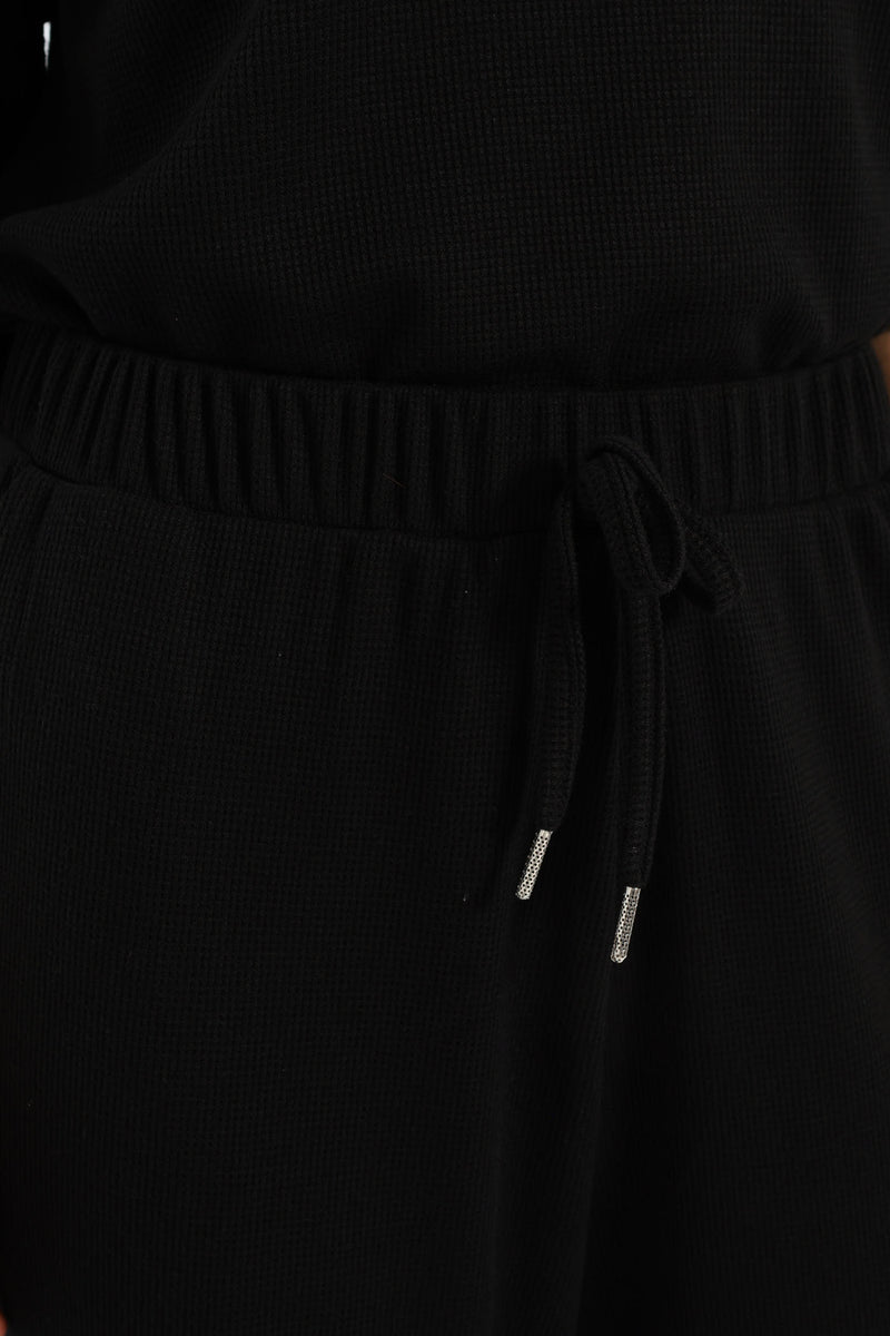 Waffle Jogger With Ties - Black