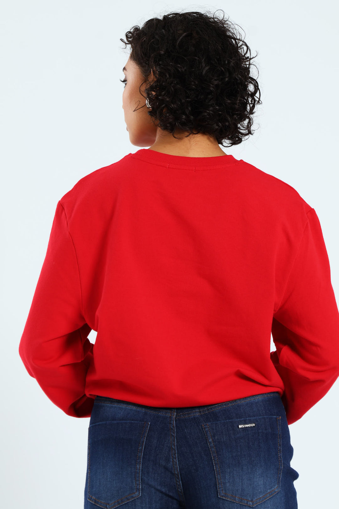 Lurex Embroidered Blouson Sweat Top - Red