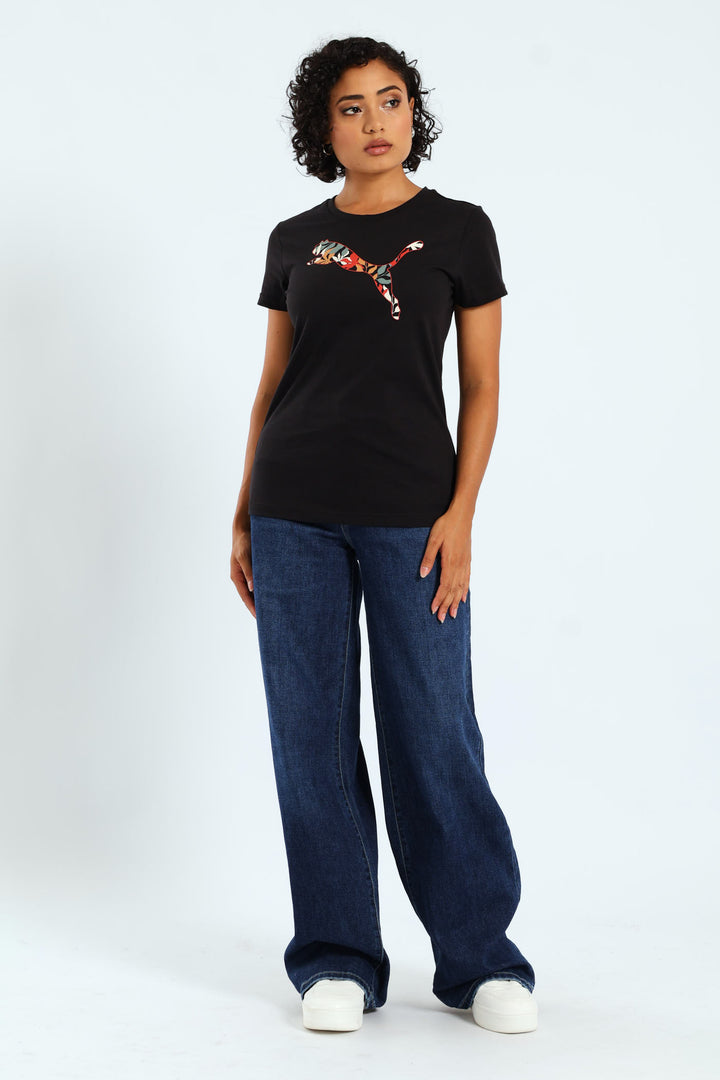 Graphics Floral Puma Logo Tee - Black