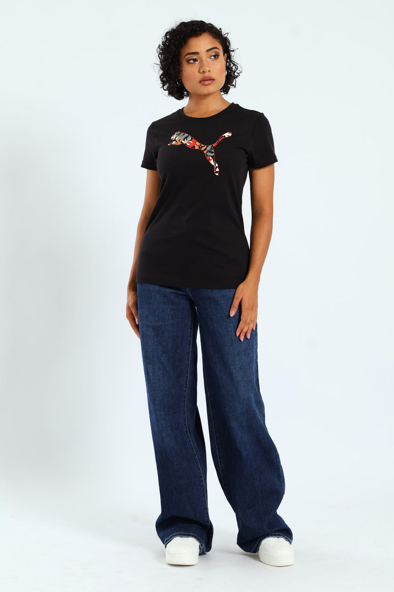 Graphics Floral Puma Logo Tee - Black
