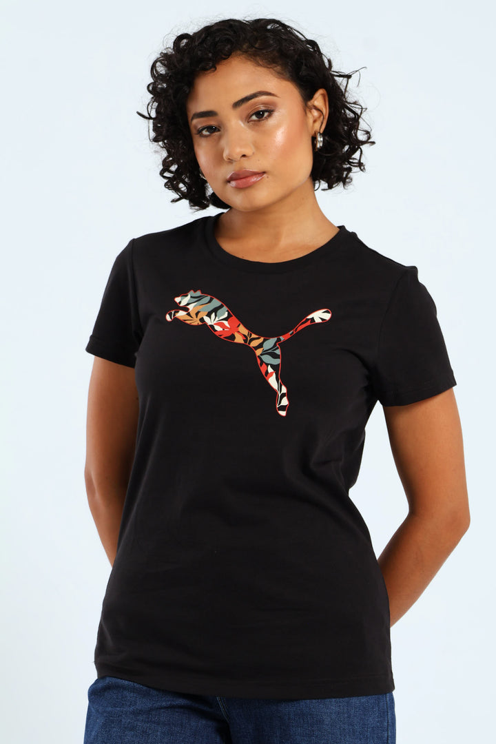 Graphics Floral Puma Logo Tee - Black