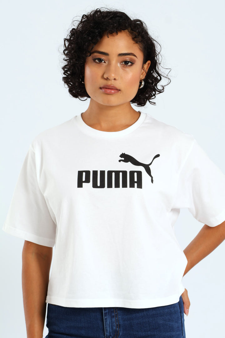 Essential Cropped No.1 Logo Tee - White