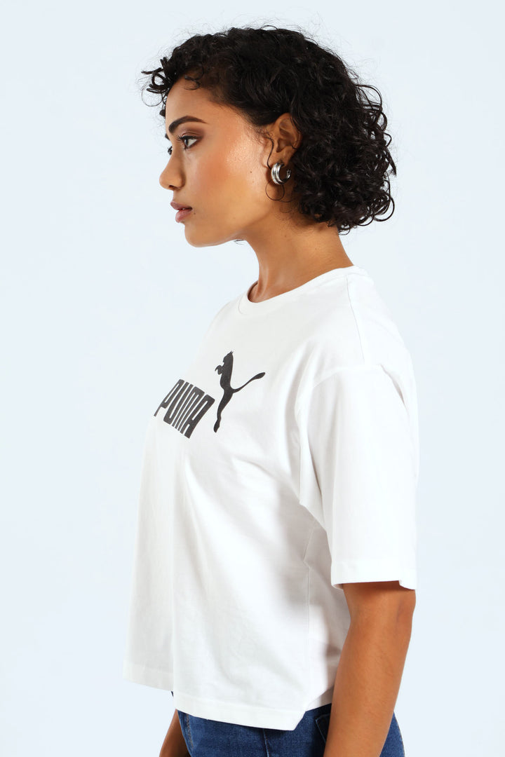 Essential Cropped No.1 Logo Tee - White
