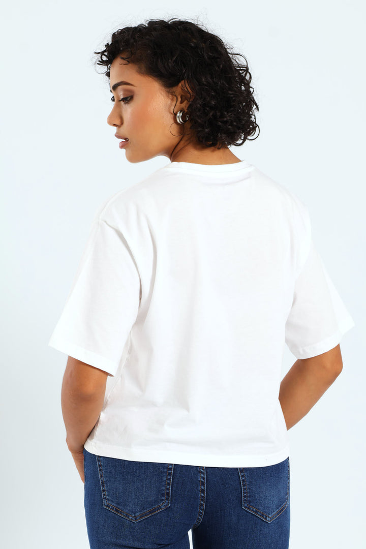 Essential Cropped No.1 Logo Tee - White