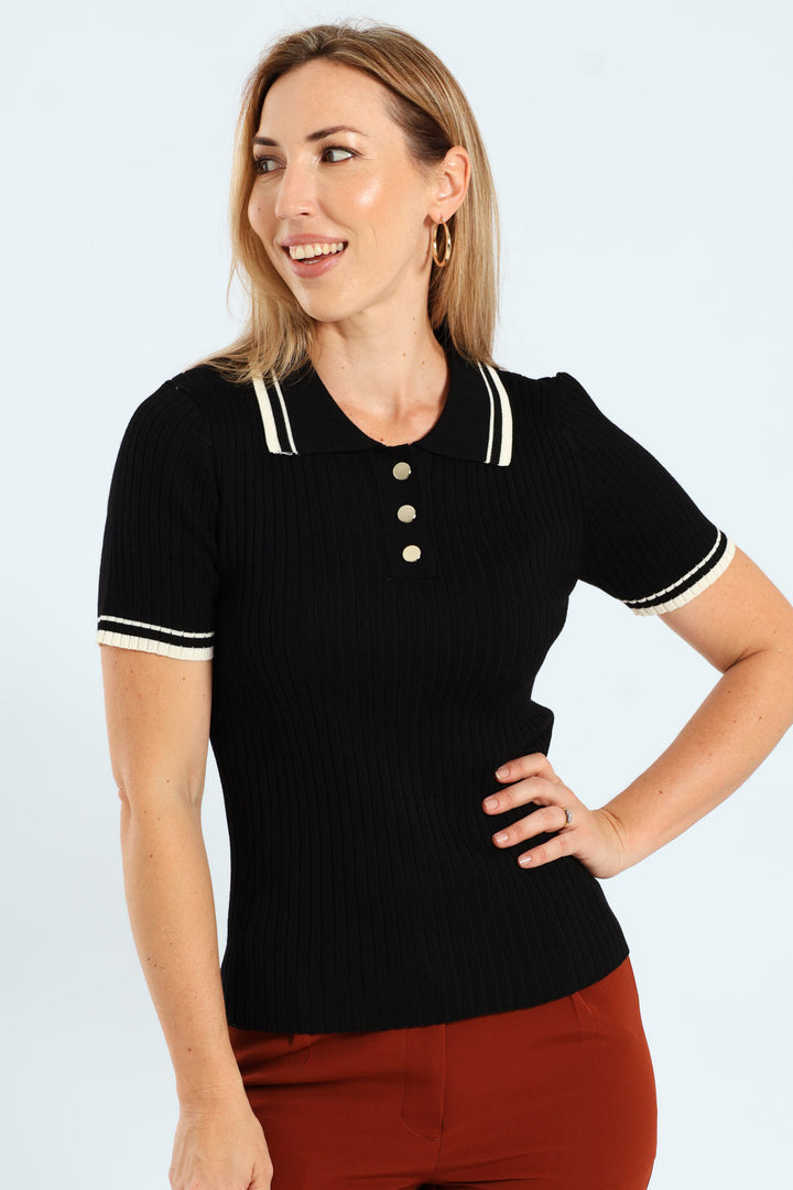 Double Tipped Golfer Tee - Black/Cream