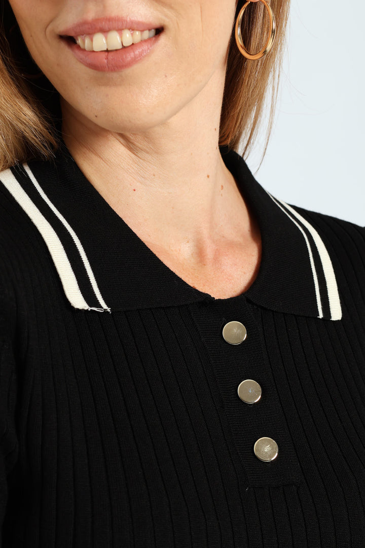 Double Tipped Golfer Tee - Black/Cream