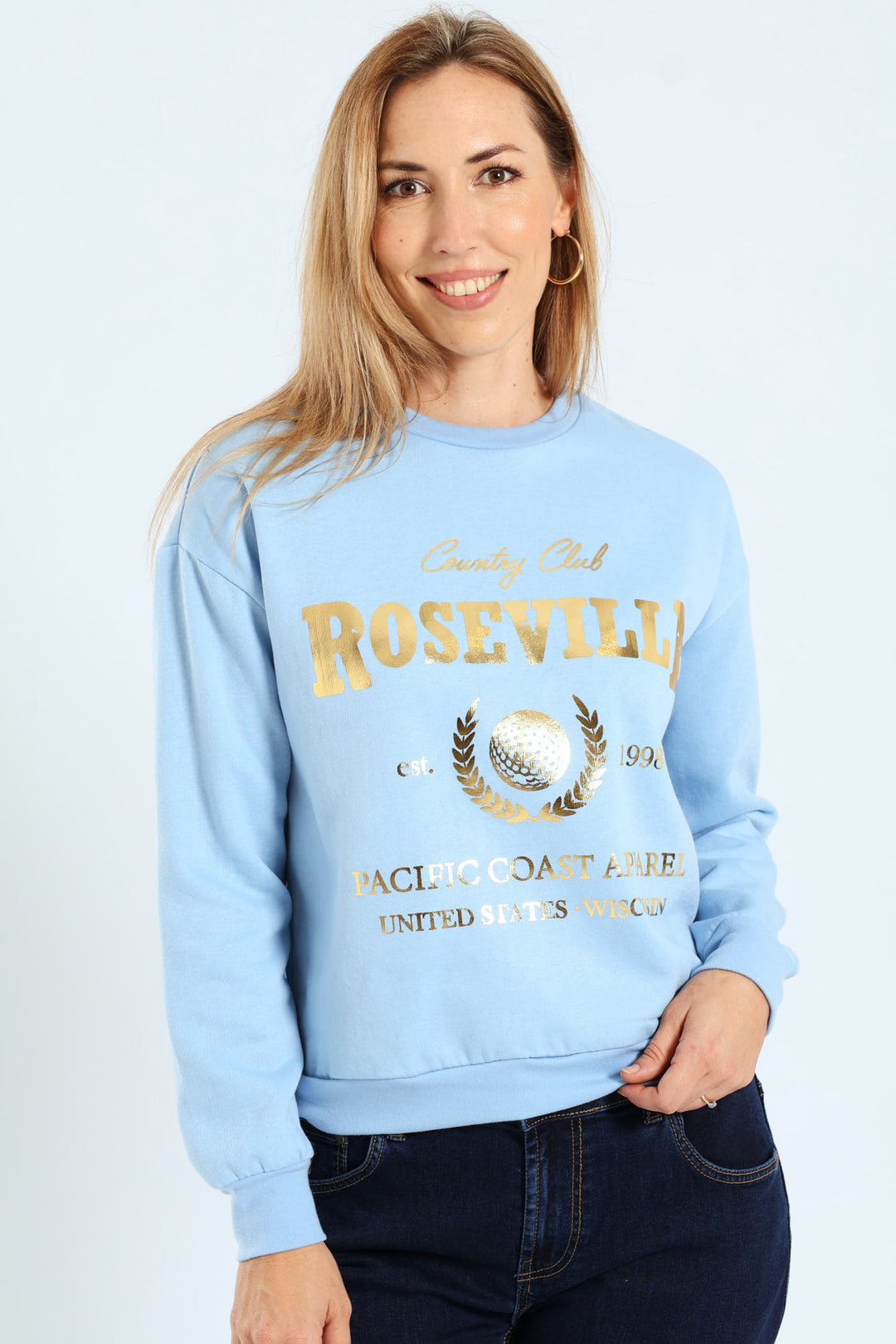 Printed Screen Pullover - Pale Blue