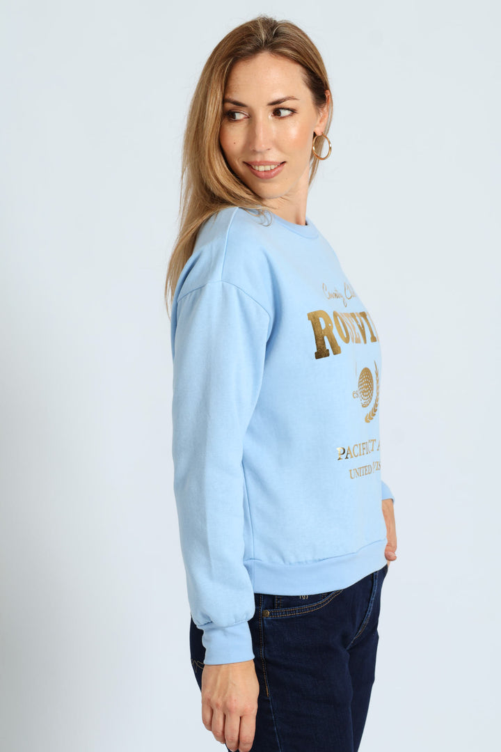 Printed Screen Pullover - Pale Blue