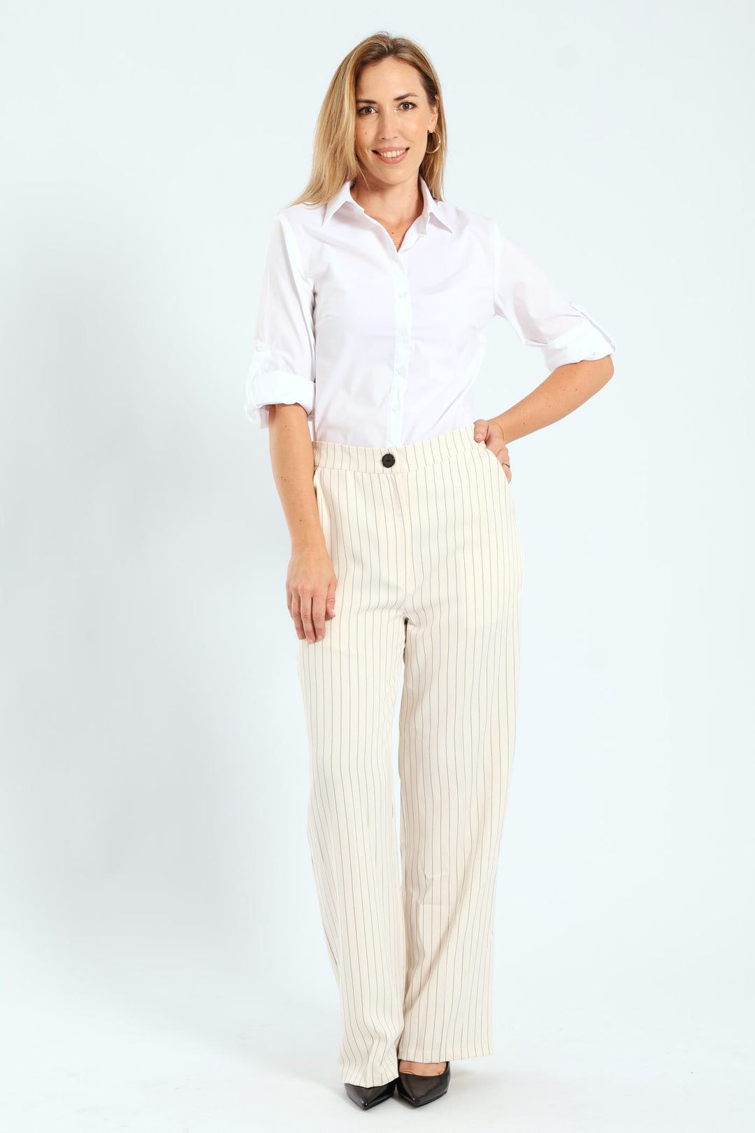 3/4 Sleeve Classic Formal Shirt - White