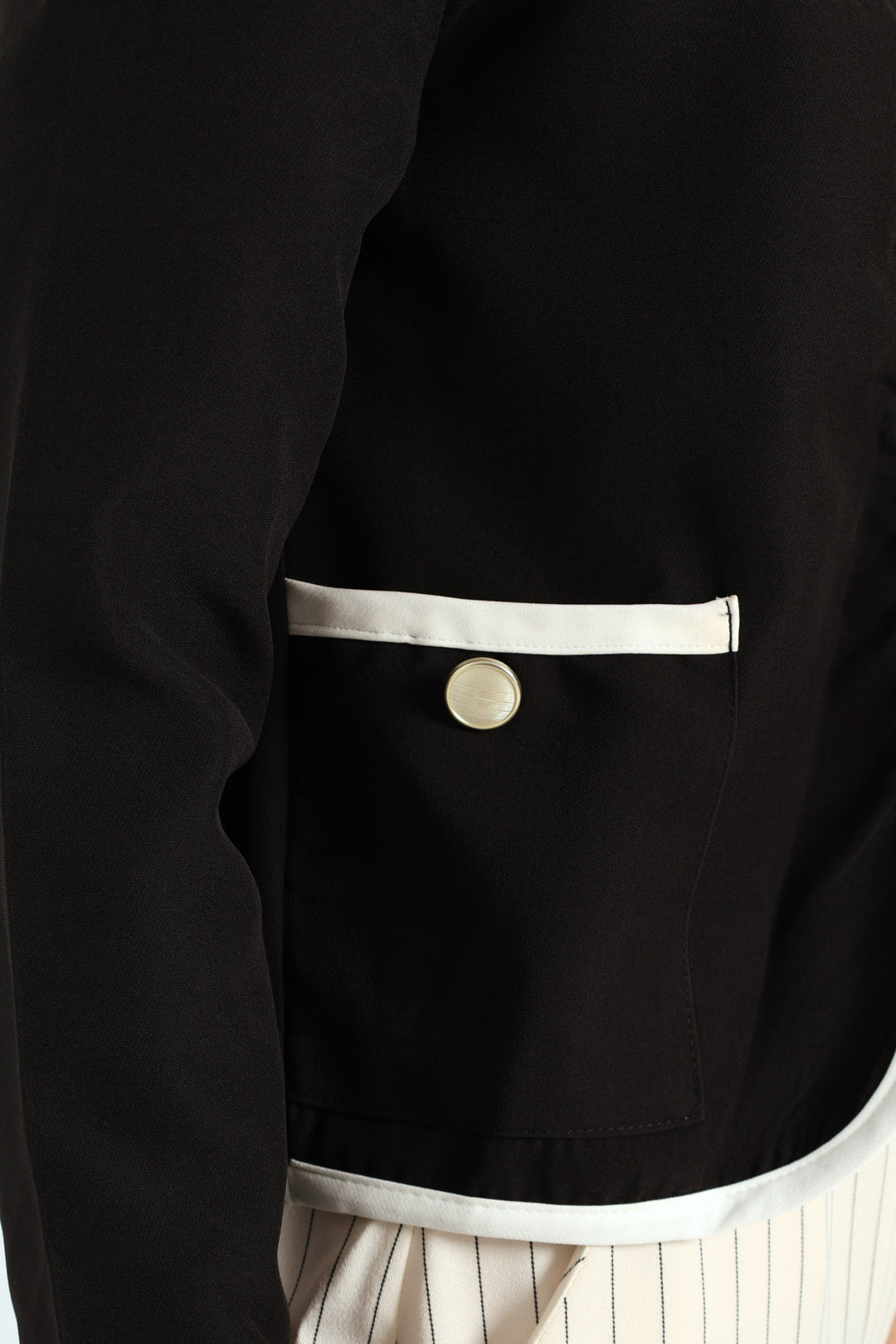 Preppy Constrast Blazer - Black/White