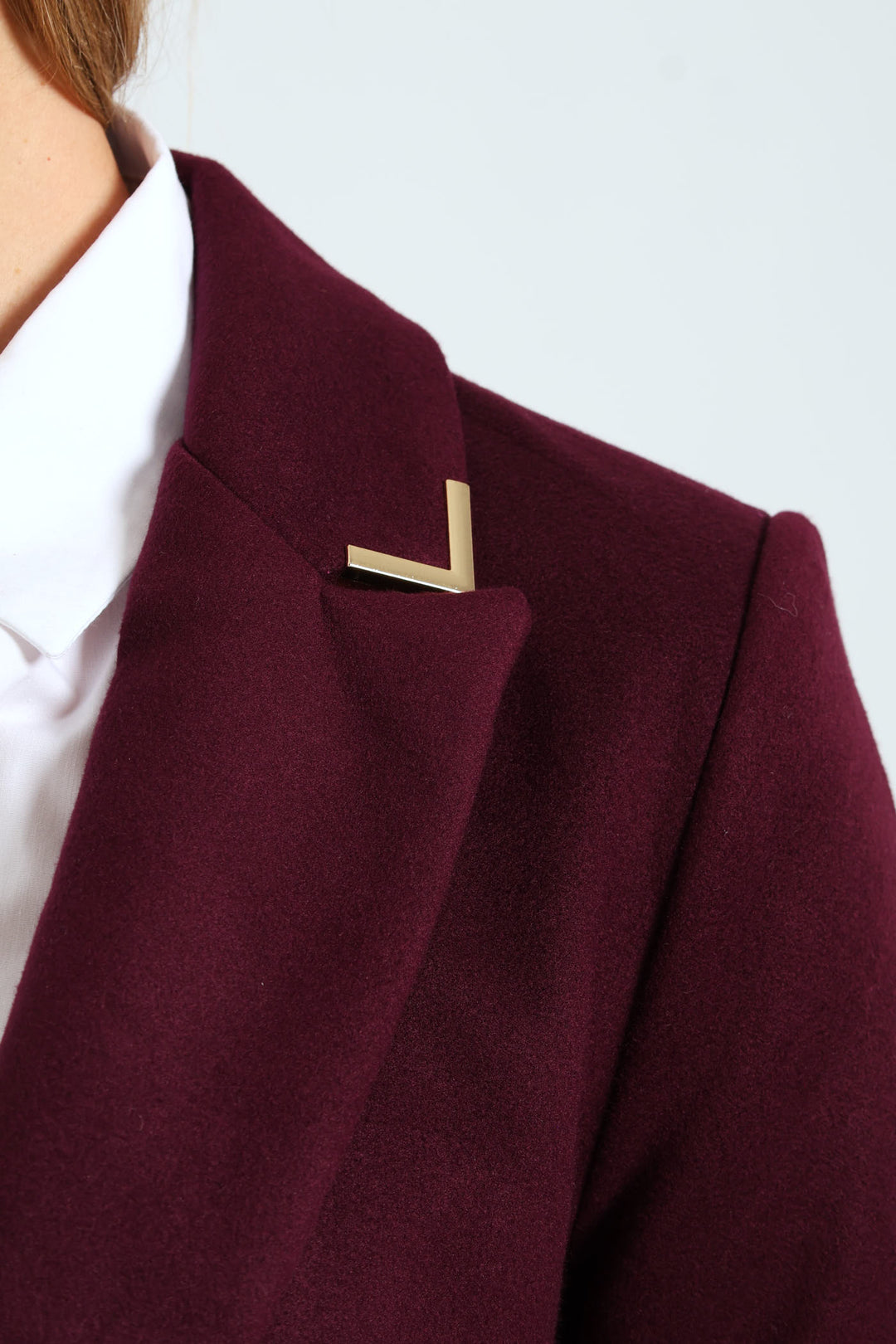 Charlotte Metal Trim Collar Coat - Wine
