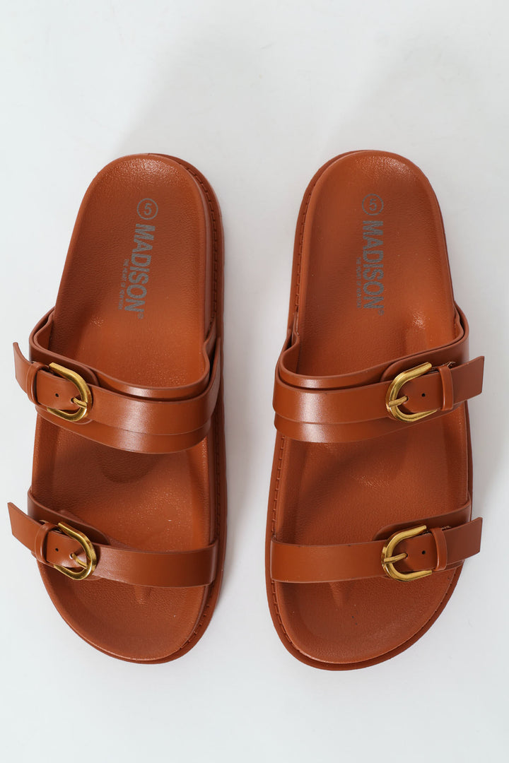 Double Buckle Sandal - Brown