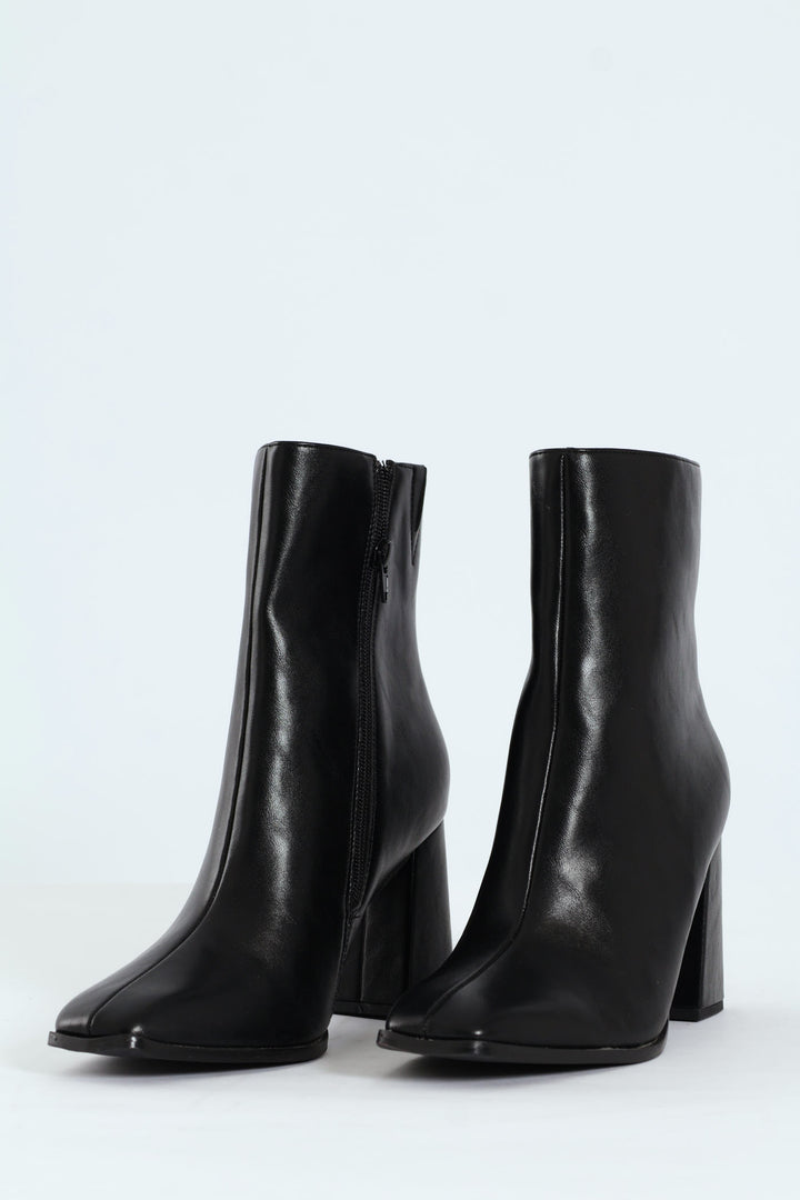 Square Toe Ankle Boot - Black