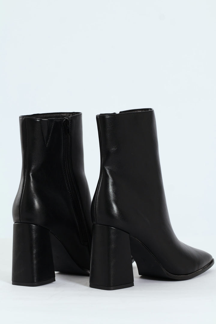 Square Toe Ankle Boot - Black
