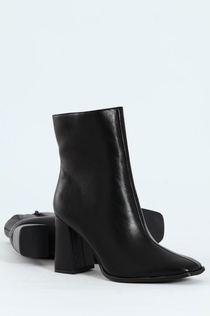 Square Toe Ankle Boot - Black