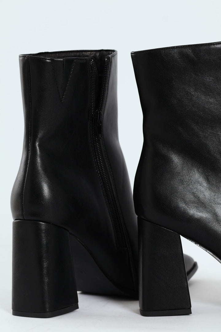 Square Toe Ankle Boot - Black