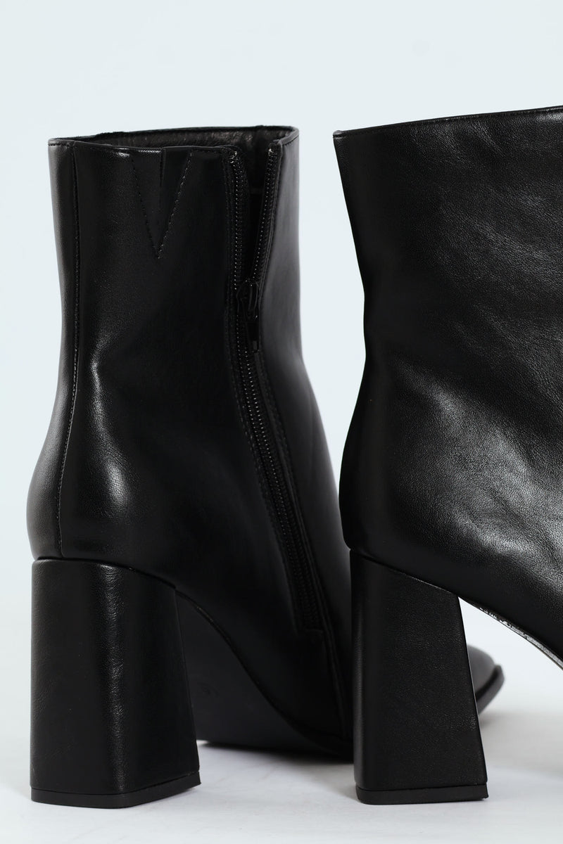 Square Toe Ankle Boot - Black