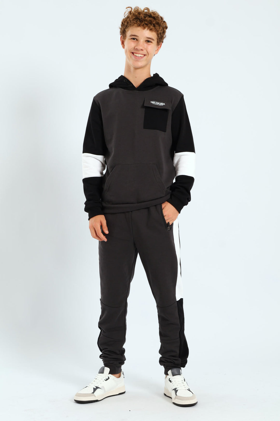 Boys Multi Inset Jogger - Charcoal