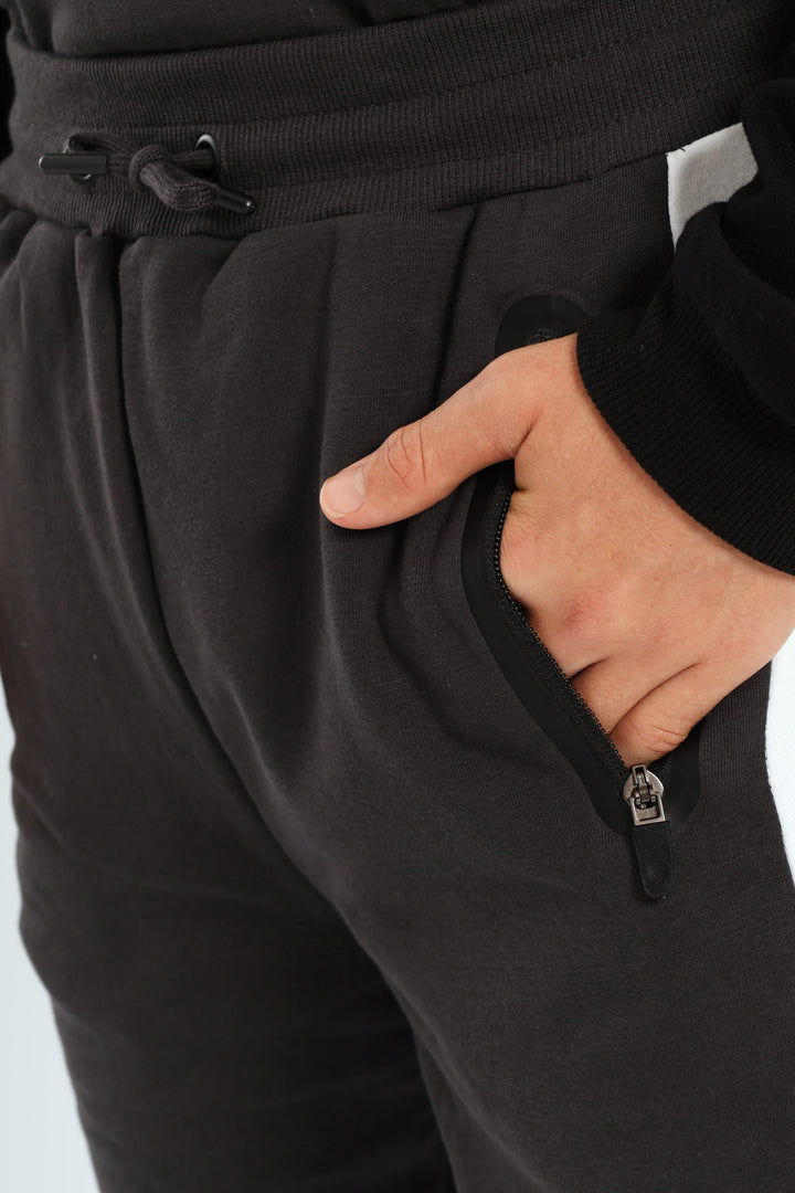 Boys Multi Inset Jogger - Charcoal