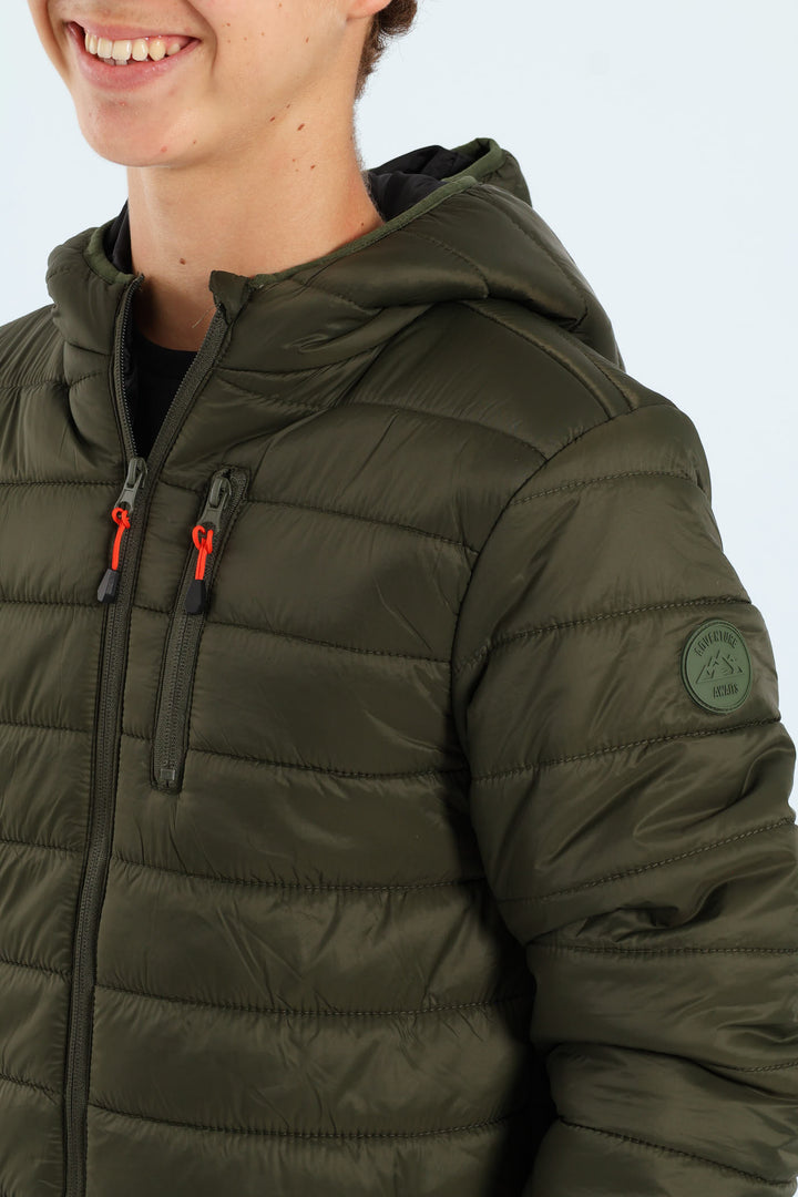 Boys Puffer Jacket - Olive