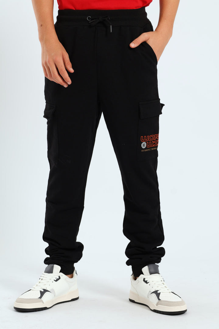 Boys Cargo Explore Jogger - Black