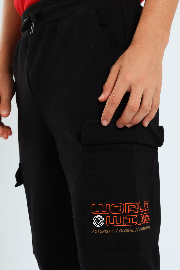 Boys Cargo Explore Jogger - Black