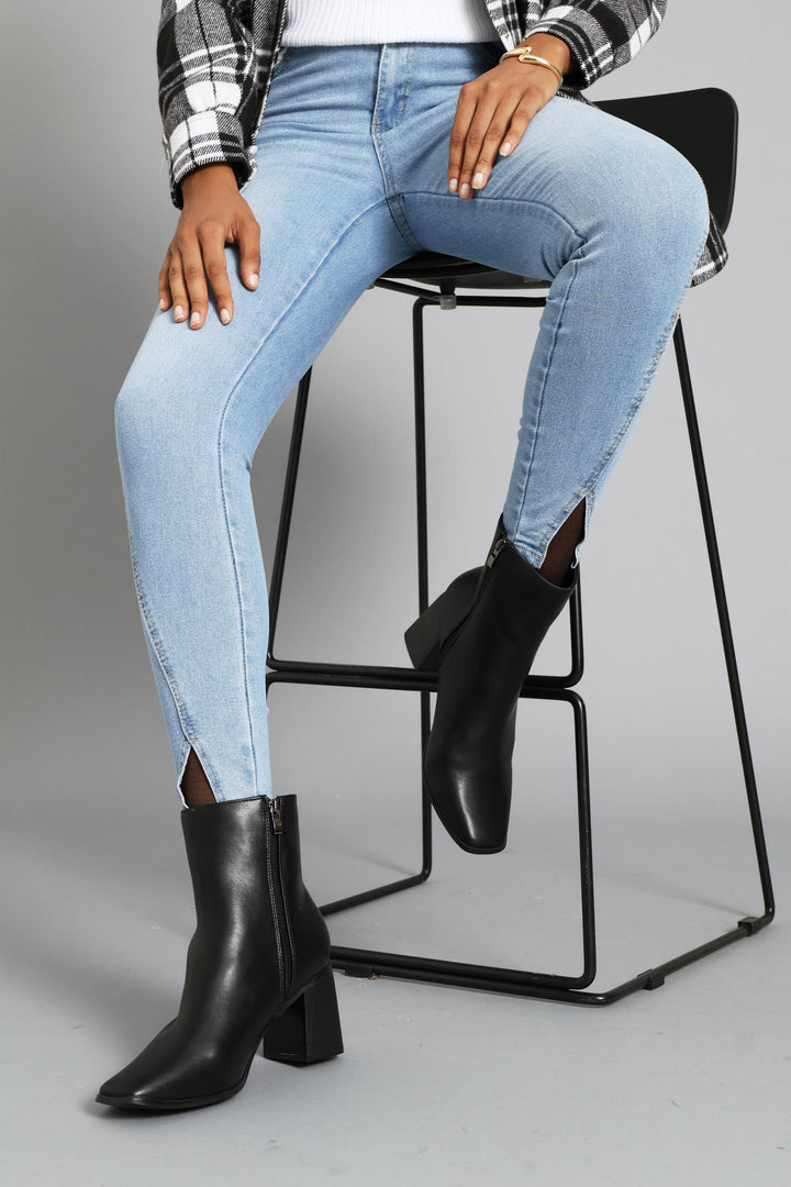 Classic Square Toe Ankle Boot - Black