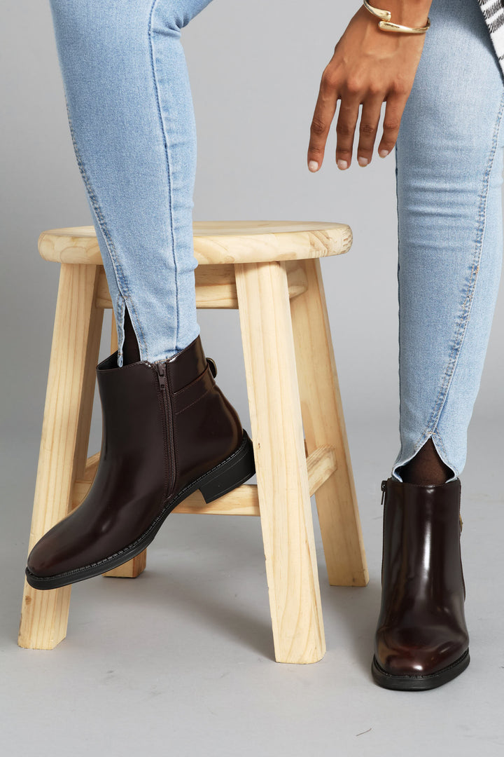 Belt & Buckle Detail Chelsea Boot - Chocolate