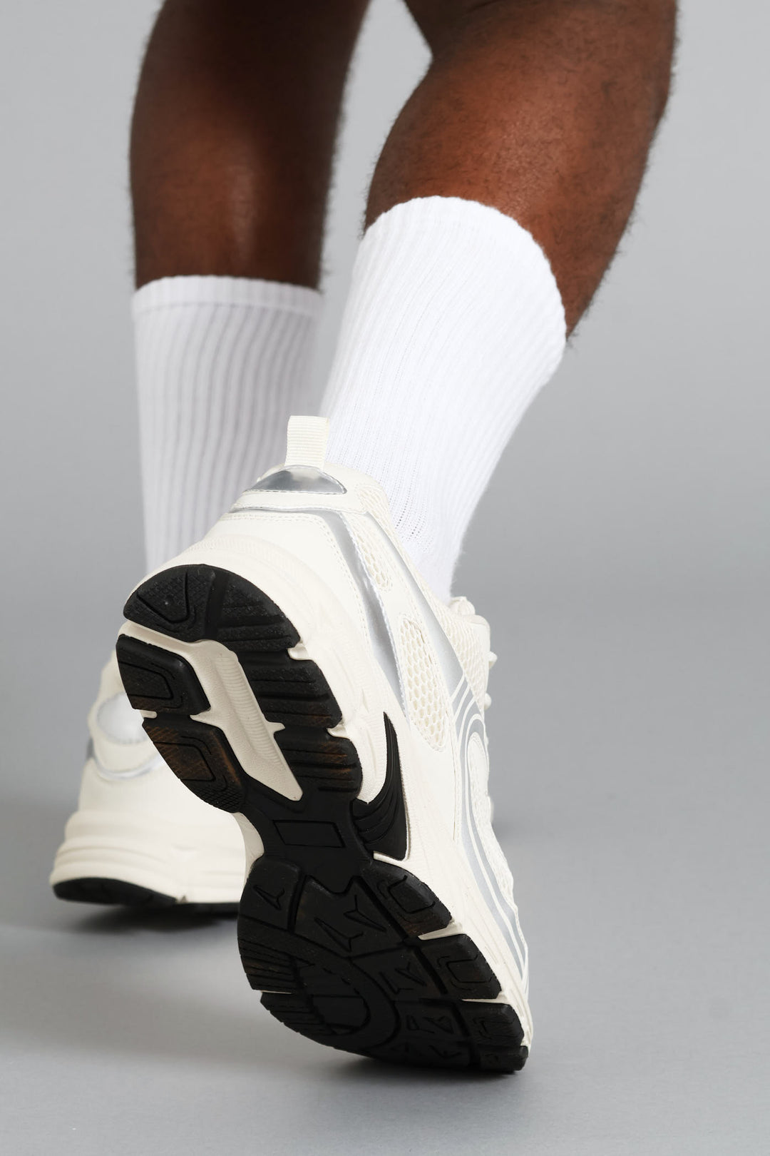 S ACTIVE Panelled Mesh PU Combo Trainer - Stone