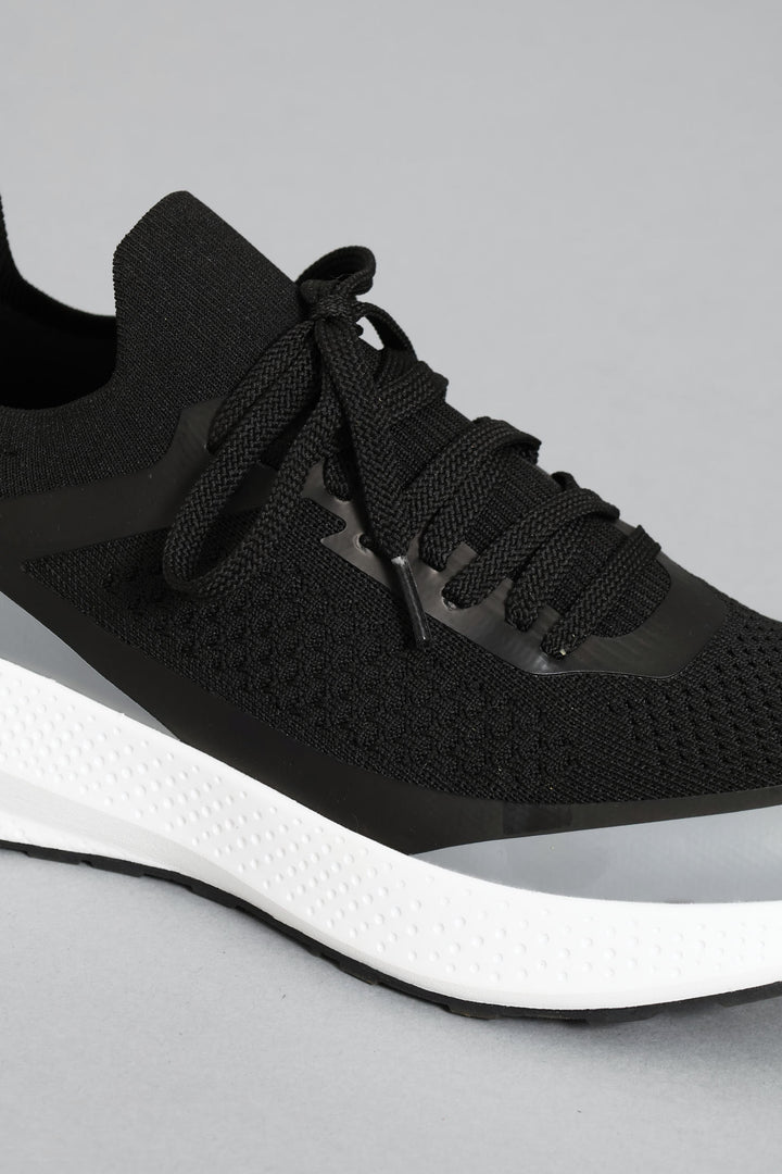 S ACTIVE Flyer Knit Lace Up Trainer - Black