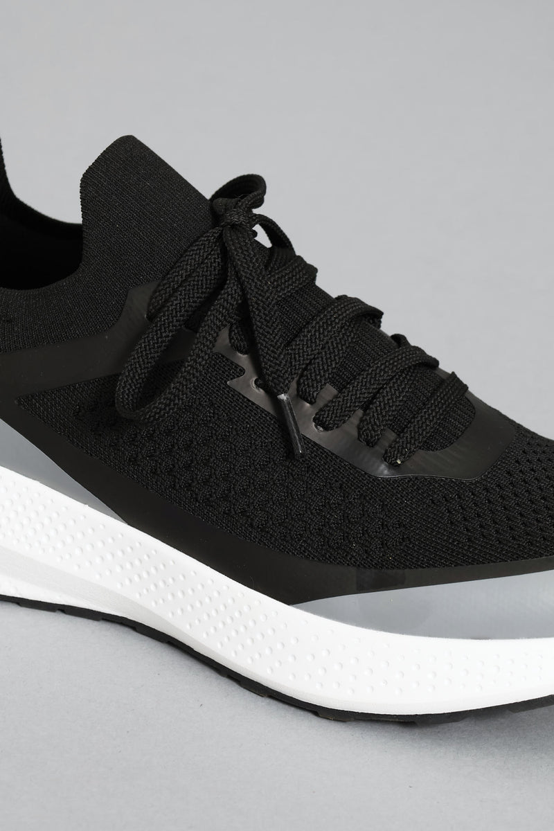 S ACTIVE Flyer Knit Lace Up Trainer - Black