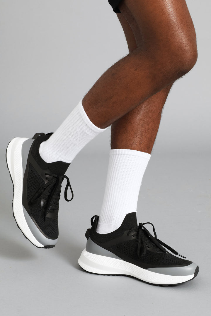 S ACTIVE Flyer Knit Lace Up Trainer - Black