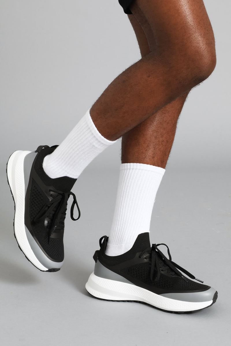 S ACTIVE Flyer Knit Lace Up Trainer - Black