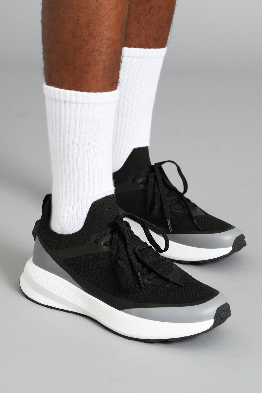 S ACTIVE Flyer Knit Lace Up Trainer - Black