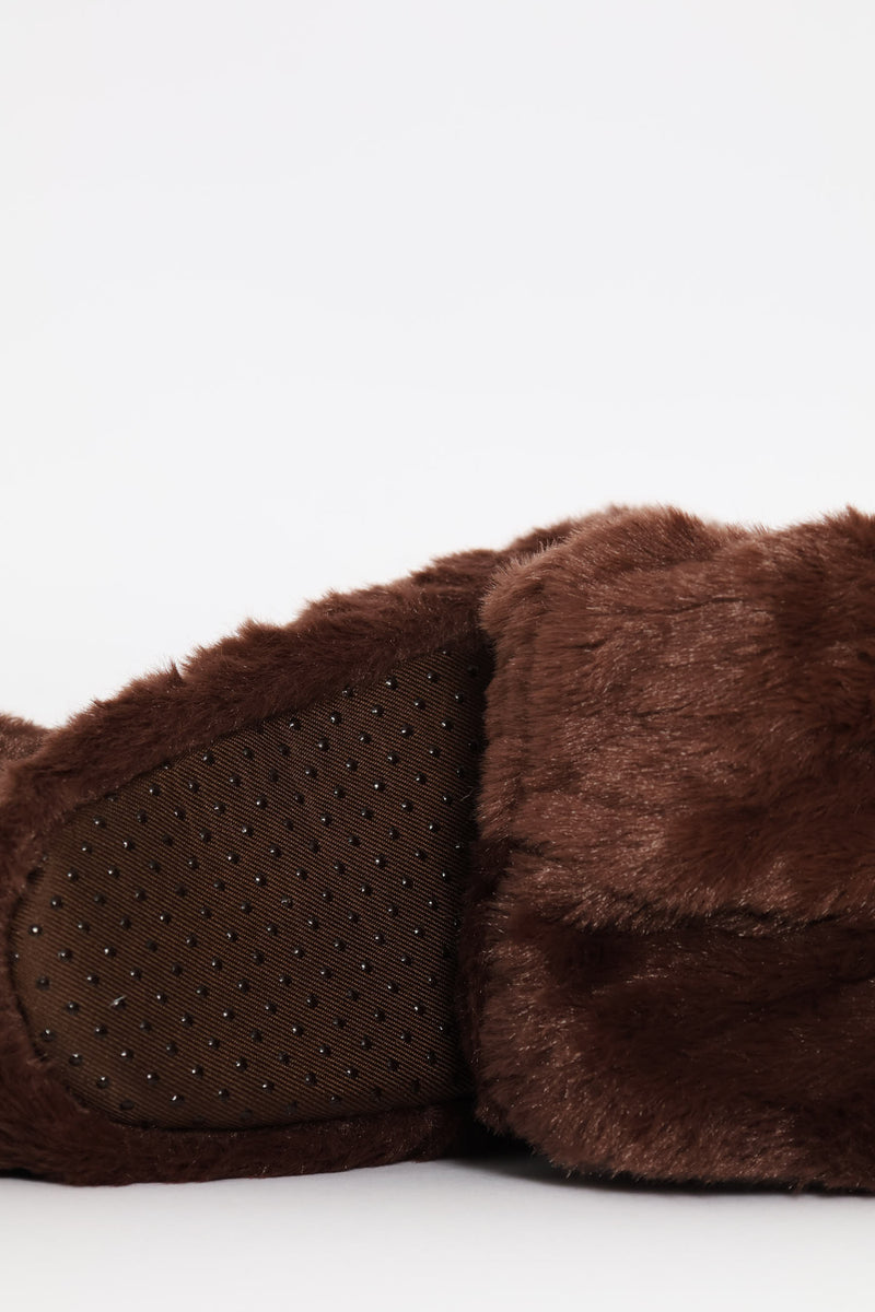 Winter Bootie Slipper Socks - Brown
