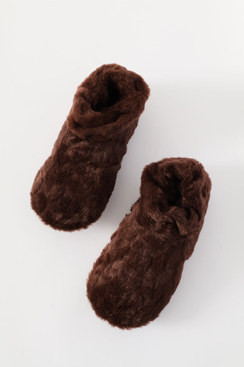 Winter Bootie Slipper Socks - Brown