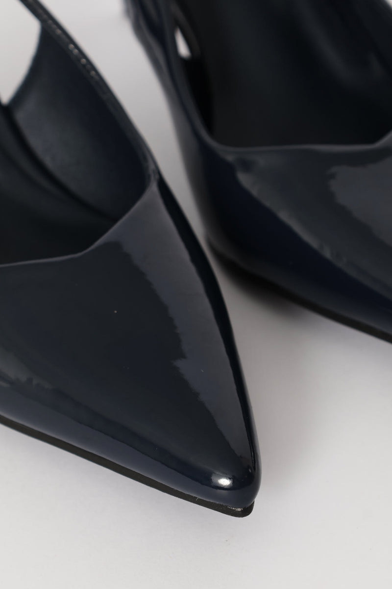 V-Cut Slingback Kitten Heel - Navy