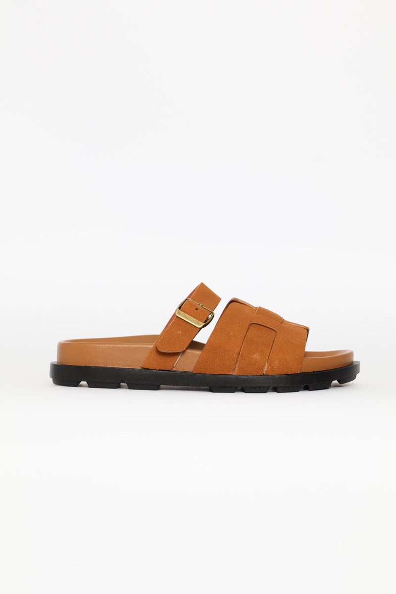 Strap H-Mule Sandal - Brown
