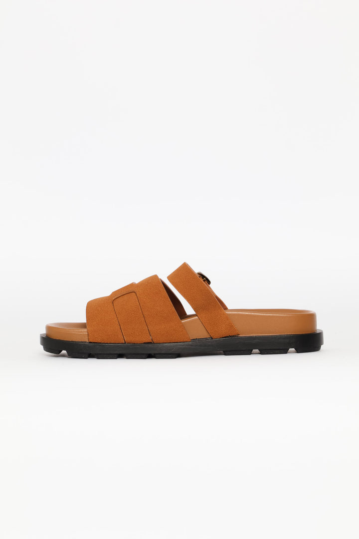 Strap H-Mule Sandal - Brown