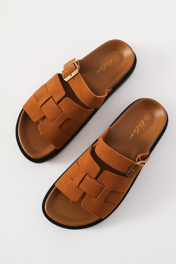 Strap H-Mule Sandal - Brown