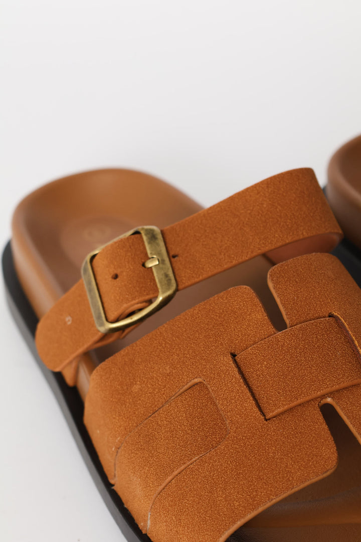 Strap H-Mule Sandal - Brown